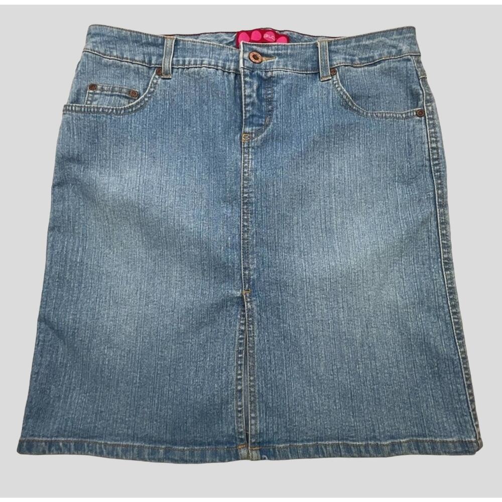 GLO Jeans Y2K Denim Mini Skirt Juniors Size 5 Front Slit Light Wash